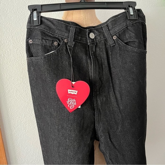 NEW LEVIS sz 30 GIRLS DON'T CRY Black 701 Straight High Rise Jeans - Picture 2 of 9